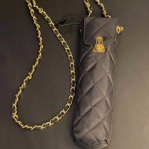 Cui Brand Fashion Compact Umbrella w/Quilted Case and Gold Carry Chain - New